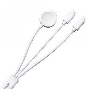 Кабел за зареждане и данни JOYROOM 3in1 USB Type A към 2x Lightning / безжично зарядно S-IW007 1.2m бял - Img 2