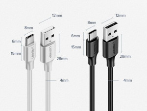 Кабел за зареждане и данни UGREEN USB Type A към USB Type C 480Mb/s 3A 1.5 m черен (US287 60117) - Img 11