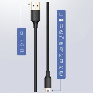 Кабел за зареждане и данни UGREEN USB Type A 2.0 към mini USB 5 Pin мъжко 1.5m черен - Img 15