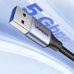 Кабел за зареждане и данни UGREEN USB Type A 3.0 5Gb/s 2m сив (US115) - Img 3