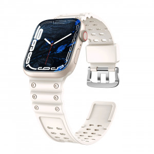 Каишка със стоманена закопчалка Triple Protection - Apple Watch 41mm Series 9 / 41mm Series 8 / 41mm Series 7 / 40mm Series 6 / 40mm SE / 40mm Series 5 / 40mm Series 4 / 38mm Series 3 / 38mm Series 2 / 38mm (1st gen) бежов - Img 2