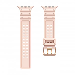 Каишка със стоманена закопчалка Triple Protection - Apple Watch 41mm Series 9 / 41mm Series 8 / 41mm Series 7 / 40mm Series 6 / 40mm SE / 40mm Series 5 / 40mm Series 4 / 38mm Series 3 / 38mm Series 2 / 38mm (1st gen) розов - Img 5