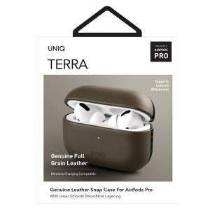 Калъф за слушалки от естествена кожа UNIQ Terra - AirPods Pro масленозелен - Img 7