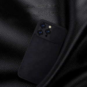 Калъф тип книга от еко кожа с подвижно покритие за камерата NILLKIN Qin Leather Pro - iPhone 14 Pro кафяв - Img 9