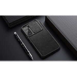 Калъф тип книга от еко кожа с подвижно покритие за камерата NILLKIN Qin Leather Pro - Samsung Galaxy S22 кафяв - Img 18