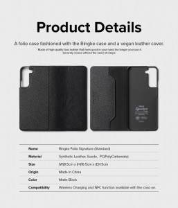 Калъф тип книга от еко кожа RINGKE Folio Signature - Samsung Galaxy S22+ черен - Img 4