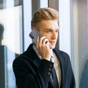 Калъф тип книга от естествена кожа DUX DUCIS Hivo със система против кражба - Samsung Galaxy S22+ син - Img 8