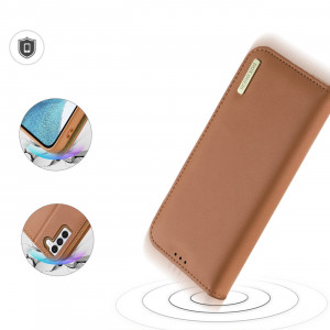 Калъф тип книга от естествена кожа DUX DUCIS Hivo със система против кражба - Samsung Galaxy S23+ кафяв - Img 4