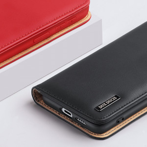 Калъф тип книга от естествена кожа DUX DUCIS Hivo със система против кражба - Samsung Galaxy S22+ син - Img 20