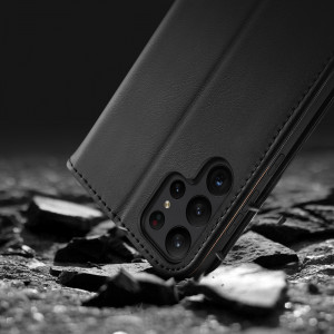 Калъф тип книга от естествена кожа DUX DUCIS Hivo със система против кражба - Samsung Galaxy S23+ кафяв - Img 19