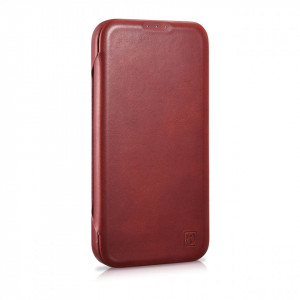 Калъф тип книга от естествена кожа iCARER CE Oil Wax Premium MagSafe - iPhone 14 Plus червен - Img 6
