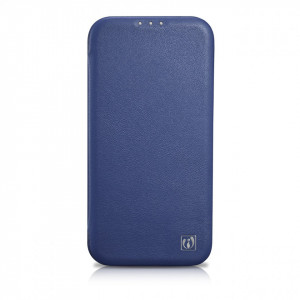 Калъф тип книга от естествена кожа iCARER CE Oil Wax Premium MagSafe - iPhone 14 Pro син - Img 2