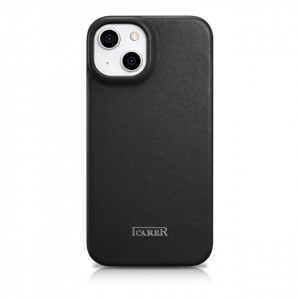 Калъф тип книга от естествена кожа iCARER CE Oil Wax Premium MagSafe - iPhone 14 Plus черен - Img 3