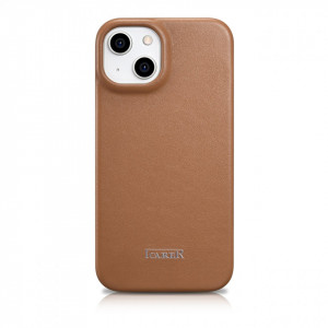 Калъф тип книга от естествена кожа iCARER CE Oil Wax Premium MagSafe - iPhone 14 Plus кафяв - Img 4