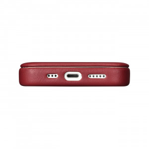 Калъф тип книга от естествена кожа iCARER CE Oil Wax Premium MagSafe - iPhone 14 Pro червен - Img 11
