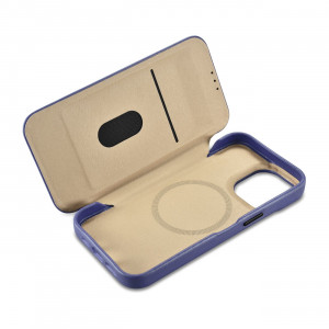 Калъф тип книга от естествена кожа iCARER CE Oil Wax Premium MagSafe - iPhone 14 Pro светлолилав - Img 16
