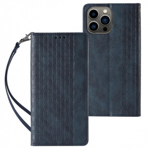 Калъф тип книга с връзка Magnet Strap - iPhone 14 Plus син - Img 1