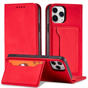 Калъф тип книга с външен джоб Magnet Card - iPhone 12 Pro червен - Img 2