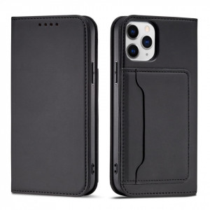 Калъф тип книга с външен джоб Magnet Card - iPhone 12 Pro Max черен - Img 1