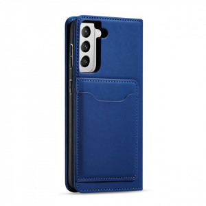 Калъф тип книга с външен джоб Magnet Card - Samsung Galaxy S22+ син - Img 7