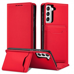 Калъф тип книга с външен джоб Magnet Card - Samsung Galaxy S22+ червен - Img 2