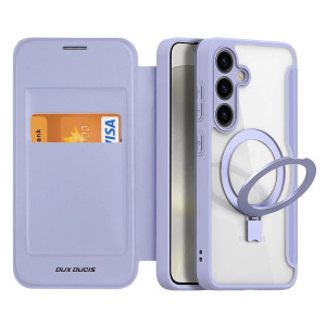 Калъф тип книга с прозрачен гръб и стойка DUX DUCIS Skin X Pro MagSafe - Samsung Galaxy S24 лилав - Img 3