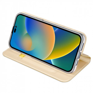 Калъф тип книга DUX DUCIS Skin Pro - iPhone 14 Pro Max златист - Img 4