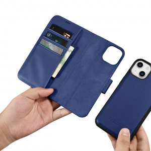 Калъф тип книга iCARER Wallet 2в1 против кражба - iPhone 14 Plus Cover син - Img 14