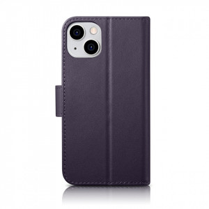 Калъф тип книга iCARER Wallet 2в1 против кражба - iPhone 14 Plus тъмнолилав - Img 2
