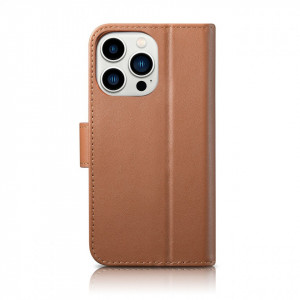 Калъф тип книга iCARER Wallet 2в1 против кражба - iPhone 14 Pro Cover кафяв - Img 2