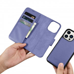 Калъф тип книга iCARER Wallet 2в1 против кражба - iPhone 14 Pro Cover светлолилав - Img 15