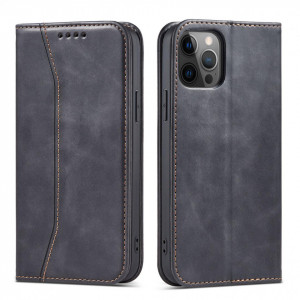 Калъф тип книга Magnet Fancy - iPhone 12 Pro Max черен - Img 1