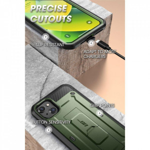 Калъф 360° със стойка и клипс SUPCASE Unicorn Beetle Pro - iPhone 14 Plus зелен - Img 7
