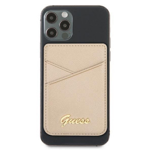 Магнитен джоб за карти GUESS Saffiano GUWMSSASLGO MagSafe златен - Img 2