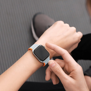 Магнитна каишка Dux Ducis LD - Apple Watch 41mm Series 9 / 41mm Series 8 / 41mm Series 7 / 40mm Series 6 / 40mm SE / 40mm Series 5 / 40mm Series 4 / 38mm Series 3 / 38mm Series 2 / 38mm (1st gen) сив / оранжев - Img 7