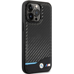 Оригинален гръб от естествена и еко кожа BMW Leather Carbon BMHCP13L22NBCK - iPhone 13 Pro черен - Img 4