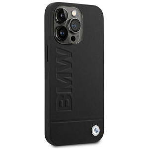 Оригинален гръб от естествена кожа BMW Leather Stamp BMHCP14XSLLBK - iPhone 14 Pro Max черен - Img 4