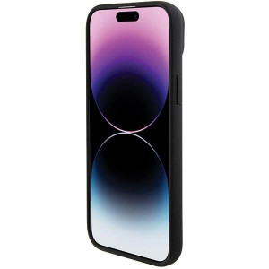 Оригинален гръб от естествена кожа BMW Leather Stamp Tricolor BMHCP15S22PTDK - iPhone 15 черен - Img 5