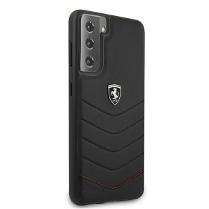 Оригинален гръб от естествена кожа FERRARI Off Track Quilted FEHQUHCS21 5GSBK - Samsung Galaxy S21 5G черен - Img 4