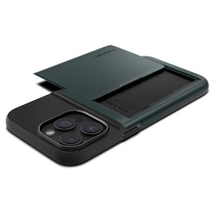 Оригинален гръб със слот за карта SPIGEN Slim Armor CS - iPhone 15 Pro Abyss Green - Img 5