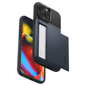 Оригинален гръб със слот за карта SPIGEN Slim Armor CS - iPhone 15 Pro Max син - Img 6