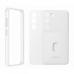 Оригинален гръб със сменяема пластина с джоб за карта SAMSUNG Frame (EF-MS911CWEGWW) - Samsung Galaxy S23 бял - Img 8