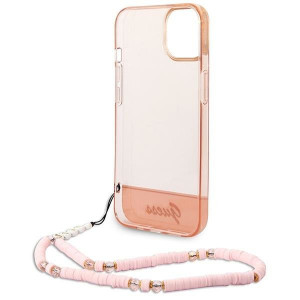 Оригинален гръб с гривна GUESS Translucent Pearl Strap GUHCP14MHGCOHP - iPhone 14 Plus розов - Img 6