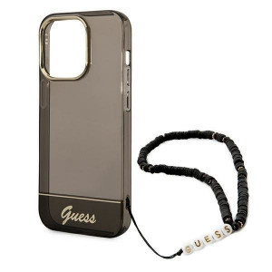 Оригинален гръб с гривна GUESS Translucent Pearl Strap GUHCP14XHGCOHK - iPhone 14 Pro Max черен - Img 5