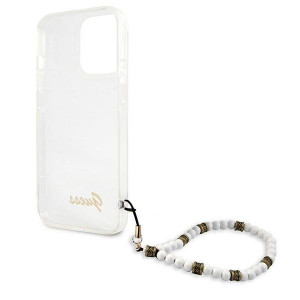 Оригинален гръб с гривна GUESS White Pearl GUHCP13LKPSWH - iPhone 13 Pro прозрачен - Img 7