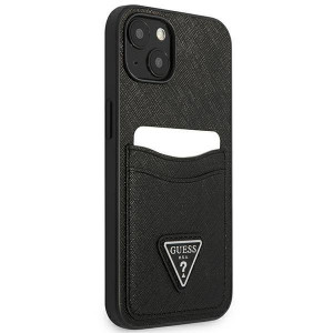 Оригинален гръб с джоб за карта GUESS SaffianoTriangle Logo Cardslot GUHCP13SPSATPK - iPhone 13 mini черен - Img 4