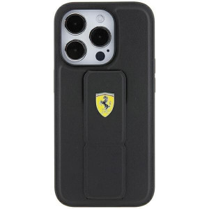 Оригинален гръб FERRARI Grip Stand Metal Logo - iPhone 15 Pro черен - Img 4