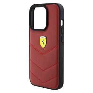 Оригинален гръб FERRARI Leather Stitched Lines - iPhone 15 Pro червен - Img 5