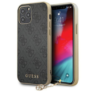 Оригинален гръб GUESS 4G Charms GUHCP12MGF4GGR - iPhone 12 / 12 Pro сив - Img 1