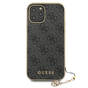 Оригинален гръб GUESS 4G Charms GUHCP12MGF4GGR - iPhone 12 / 12 Pro сив - Img 3